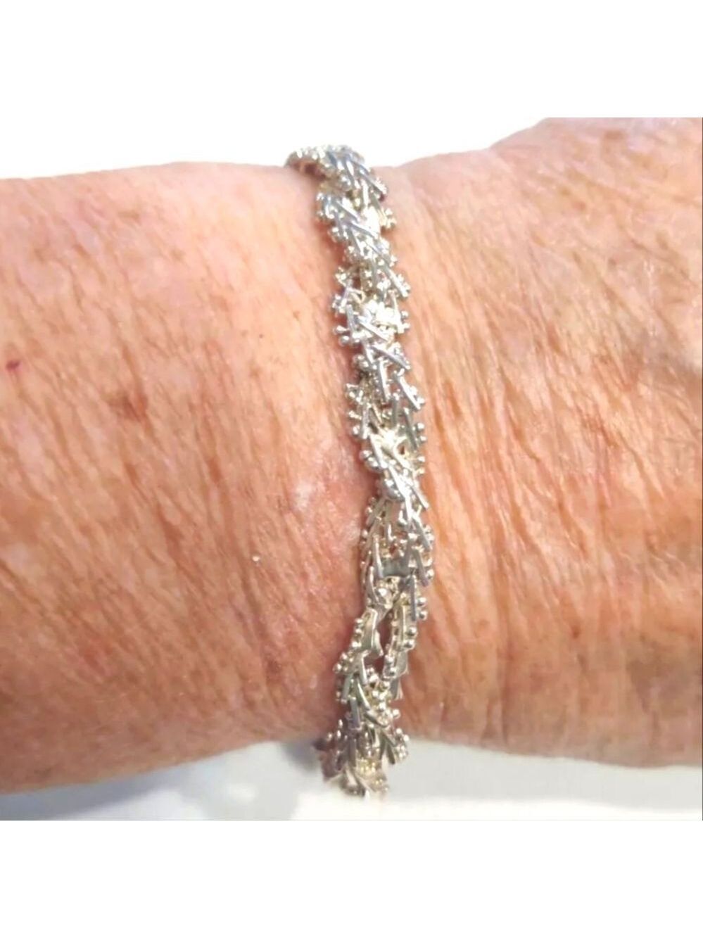 Sterling Silver Premex Twisted Railroad Chain Bracelet 7.5", 15.3G